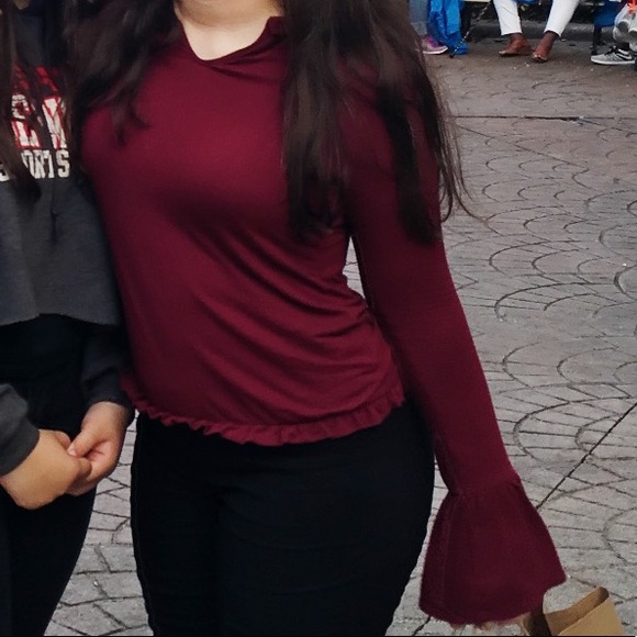 MAROON COTTON BLOUSE - Picture 2 of 3